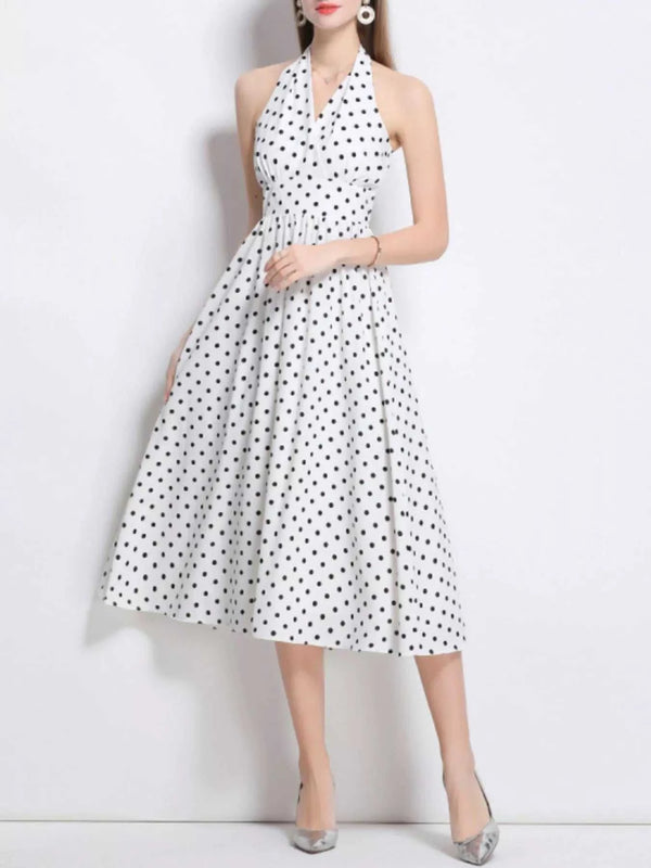Polka Dot Halter Neck Midi Dress 100100546972272 69 Affordable Fashion Under $100 Jerry's Apparel 