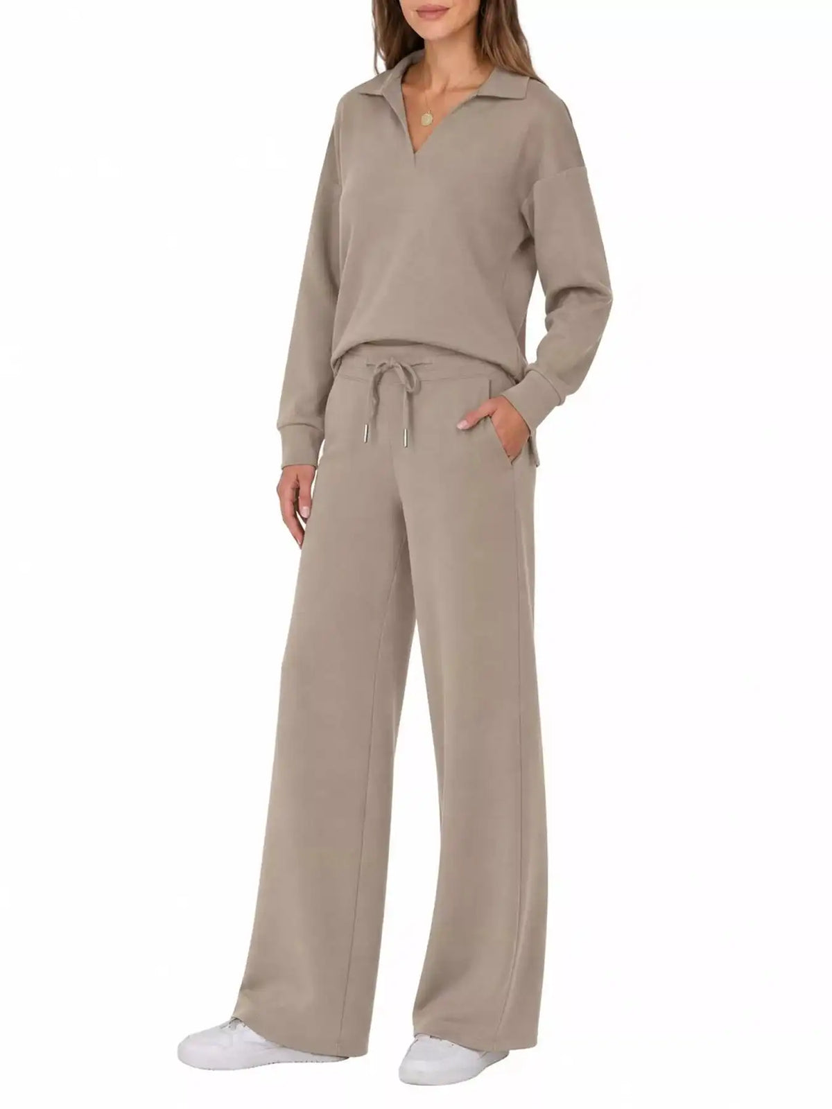 Dropped Shoulder Top and Pants Set 101001926020102 36 Women's Pants Set Gifts for Her Jerry's Apparel 