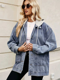 Oversized Button Up Denim Jacket with Hood 100100876233269 72 Affordable Fashion Under $100 Jerry's Apparel 