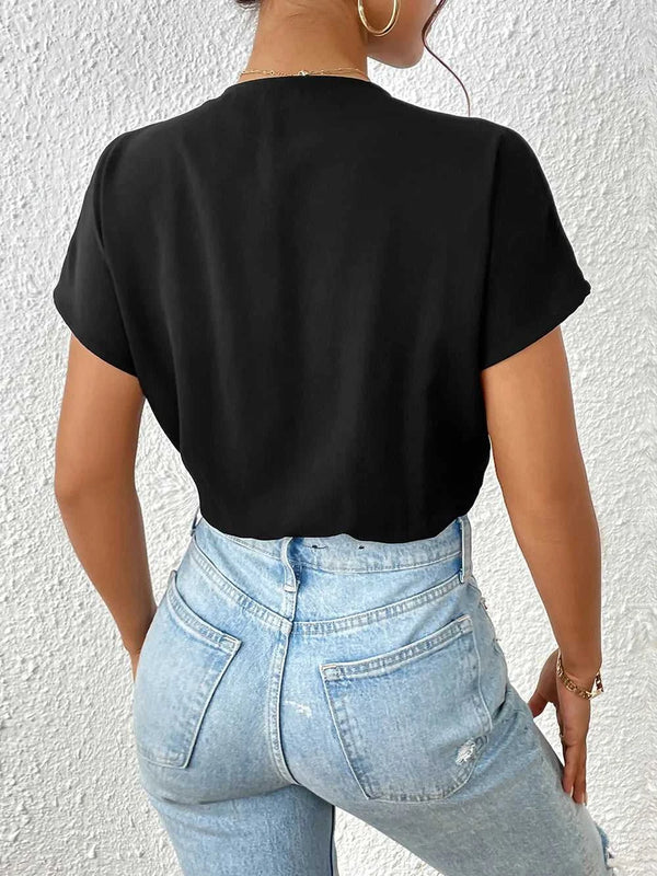 Perfee Surplice Short Sleeve Ruched Bodysuit 100100315761284 27 Affordable Fashion Under $100 Jerry's Apparel 