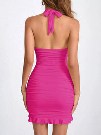 Ruched Halter Neck Bodycon Mini Dress 101001241020171 35 Gifts for Her Jerry's Apparel 