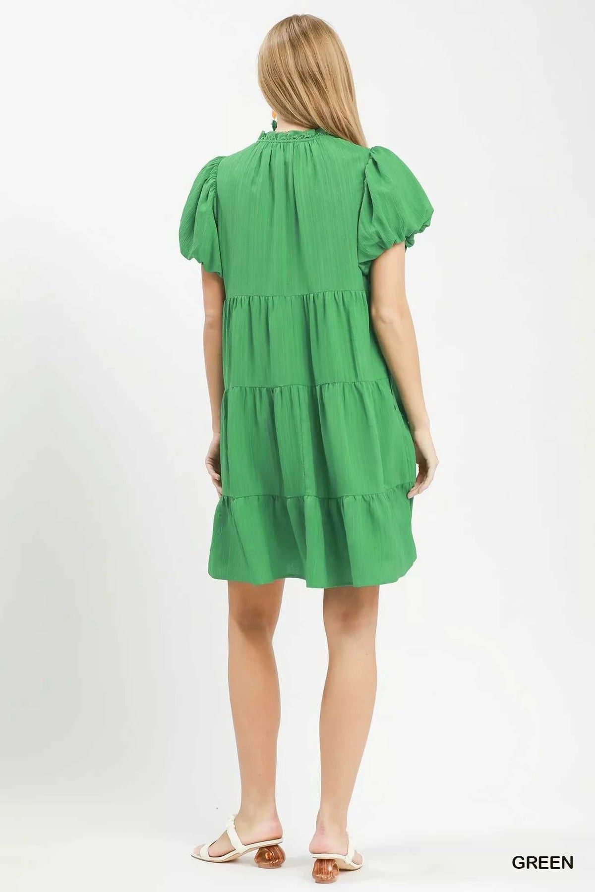 Umgee Puff Sleeve Tiered Babydoll Dress 100100343261912 55 Affordable Fashion Under $100 Jerry's Apparel 