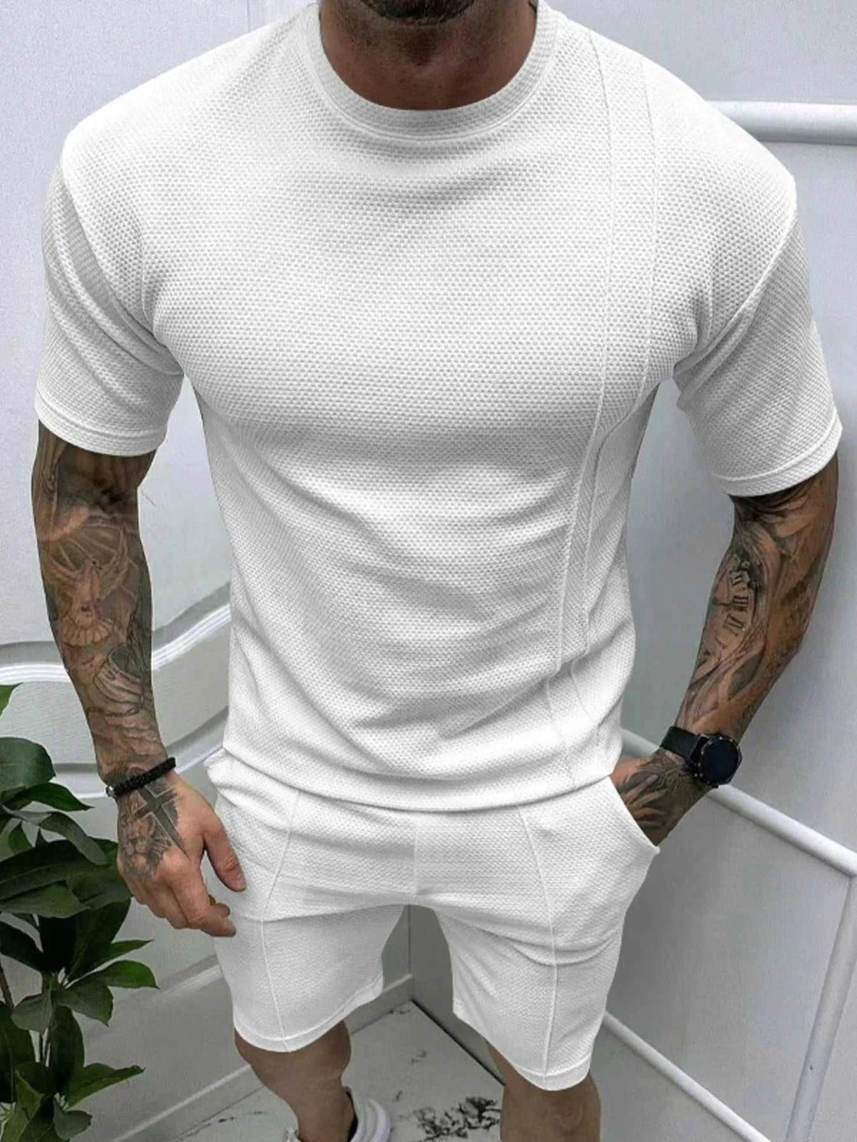 Men's Full Size Round Neck Tee and Shorts Set Plus Size 100400096585534 39 Affordable Fashion Under $100 Jerry's Apparel 
