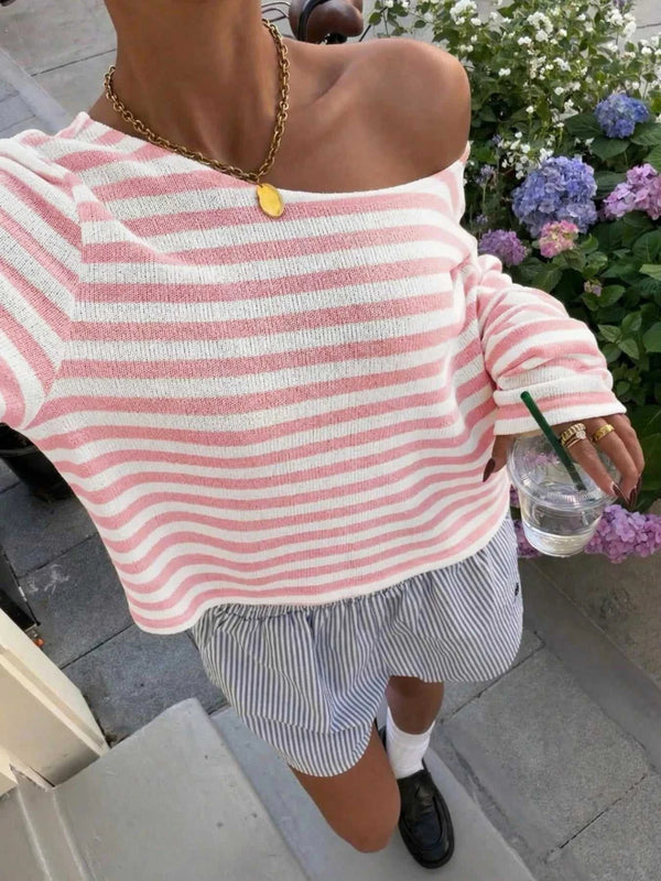 Boat Neck Striped Long Sleeve T-Shirt 101001508251886 40 Affordable Fashion Under $100 Jerry's Apparel 