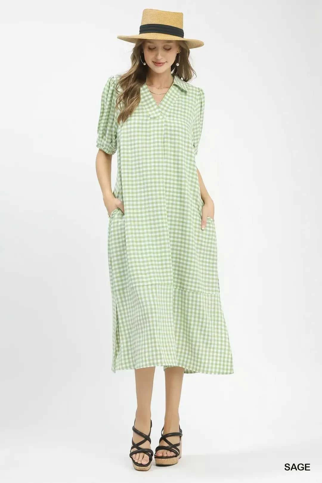 Umgee Gingham Midi Dress with Side Pockets 100100989521688 60 Affordable Fashion Under $100 Jerry's Apparel 