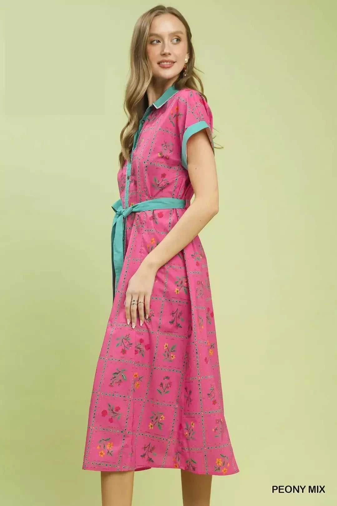 Umgee Mix Floral Button-Front Midi Dress 100100951291613 62 Affordable Fashion Under $100 Jerry's Apparel 