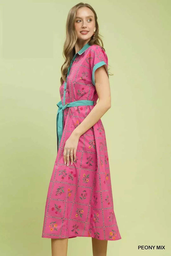 Umgee Mix Floral Button-Front Midi Dress 100100951291613 62 Affordable Fashion Under $100 Jerry's Apparel 