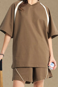 Men's Contrast Round Neck Half Sleeve T-Shirt