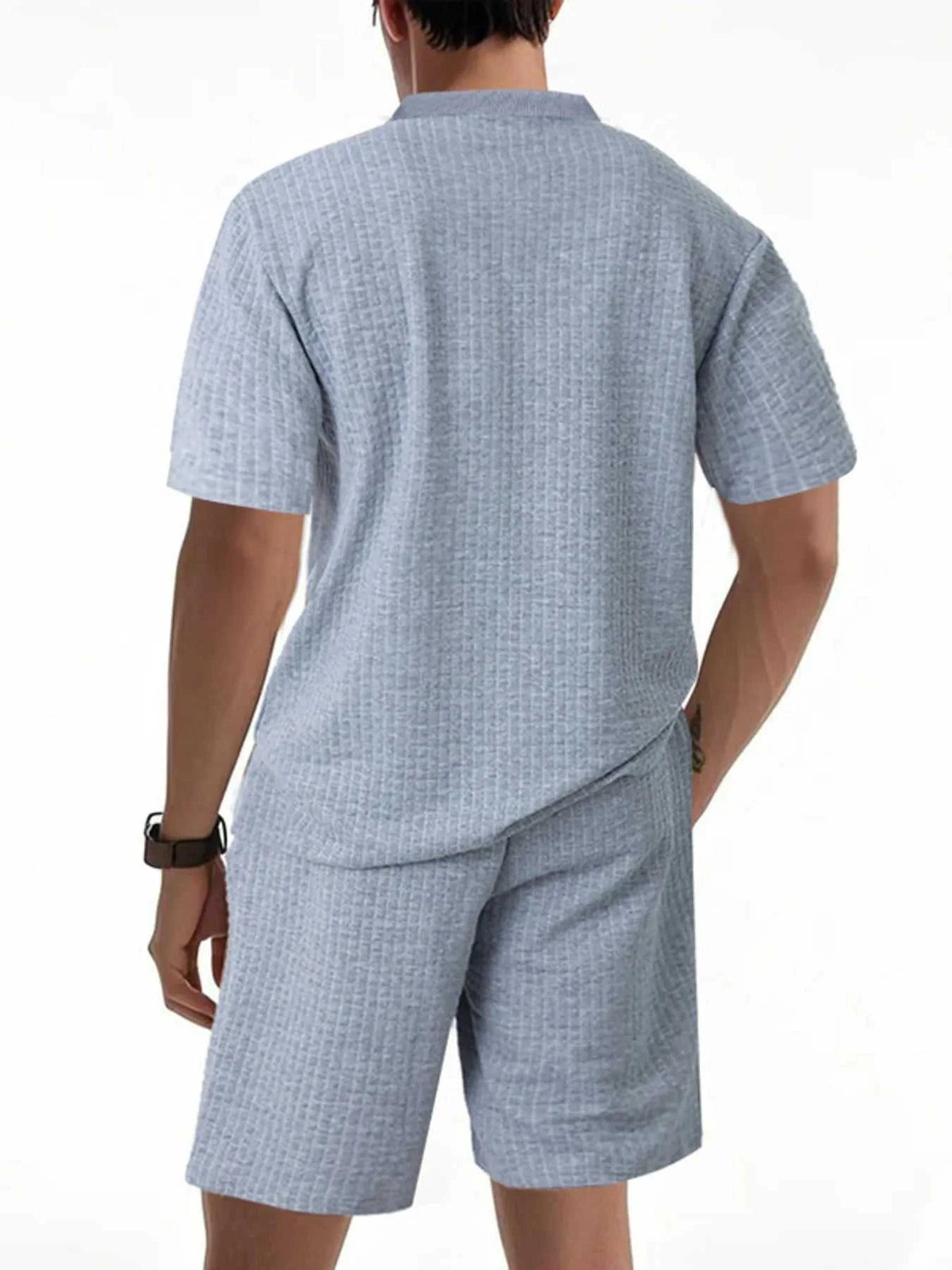 Men's Full Size Textured Round Neck Top and Shorts Set Plus SIze 100400215692578 39 Affordable Fashion Under $100 Jerry's Apparel 