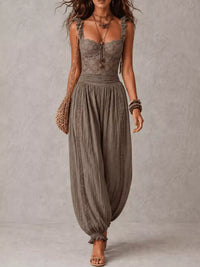 Boho Lace Corset Bodice Jumpsuit with Harem Pants 101001053483751 81 Affordable Fashion Under $100 Jerry's Apparel 