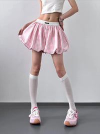 Plaid Elastic Waist Casual Shorts