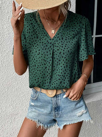 Perfee Animal Print V-Neck Flutter Sleeve Blouse 100100584363114 26 Affordable Fashion Under $100 Jerry's Apparel 