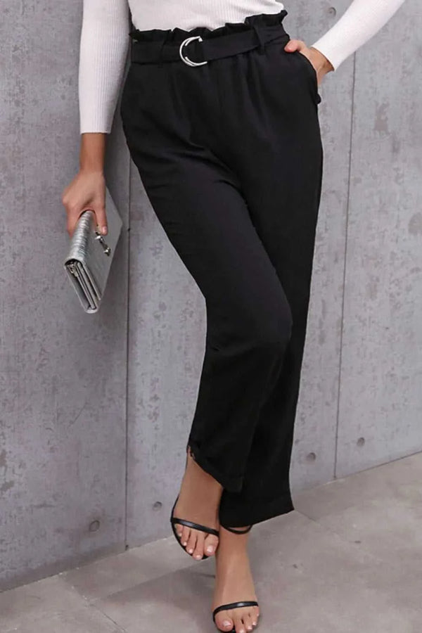 Belted Paperbag Waist Pants 100100696261209 36 Jerry's Apparel 