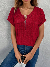 Zip-Front Short Sleeve T-Shirt