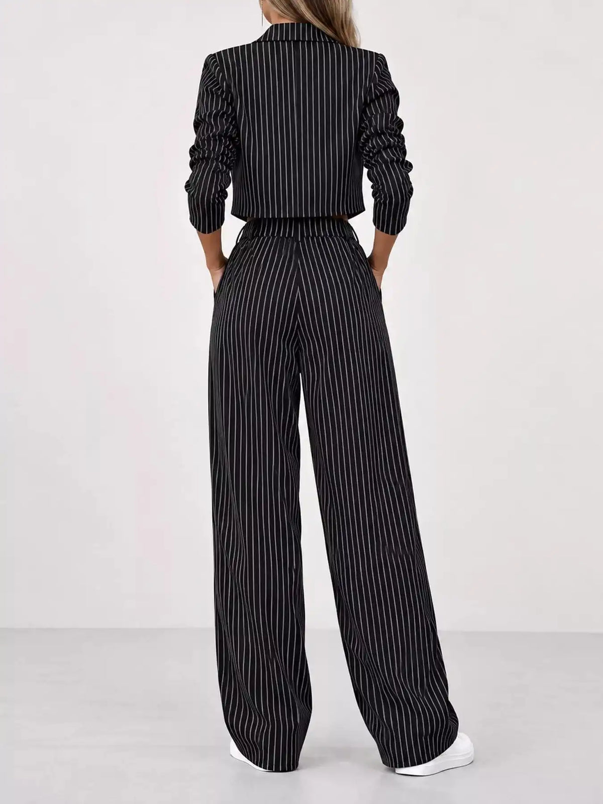 Striped Cropped Blazer and Wide-Leg Pants Two-Piece Set 101001182680323 73 Affordable Fashion Under $100 Jerry's Apparel 