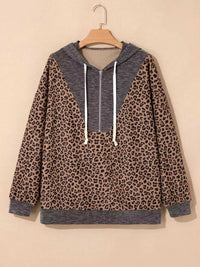 Ribbed Leopard Print Contrast Collar Zip Hoodie 100100044377034 47 Affordable Fashion Under $100 Jerry's Apparel 