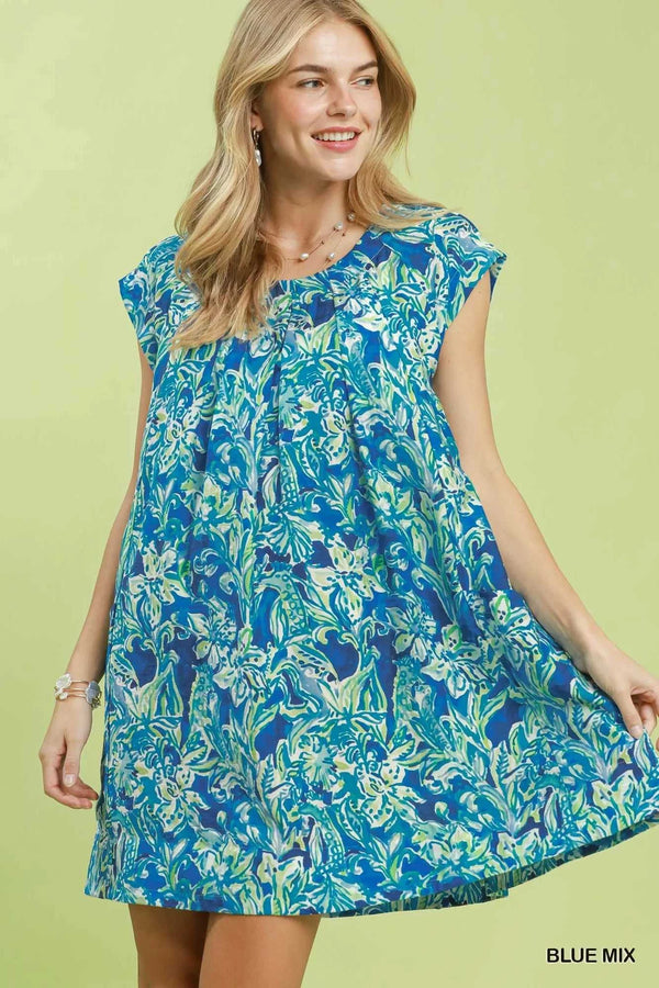 Umgee Tropical Floral Flutter Sleeve Swing Dress 100100317801132 57 Affordable Fashion Under $100 Jerry's Apparel 