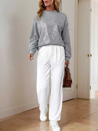 Sequin Round Neck Dropped Shoulder Sweatshirt 100100512268059 32 Affordable Fashion Under $100 Jerry's Apparel 