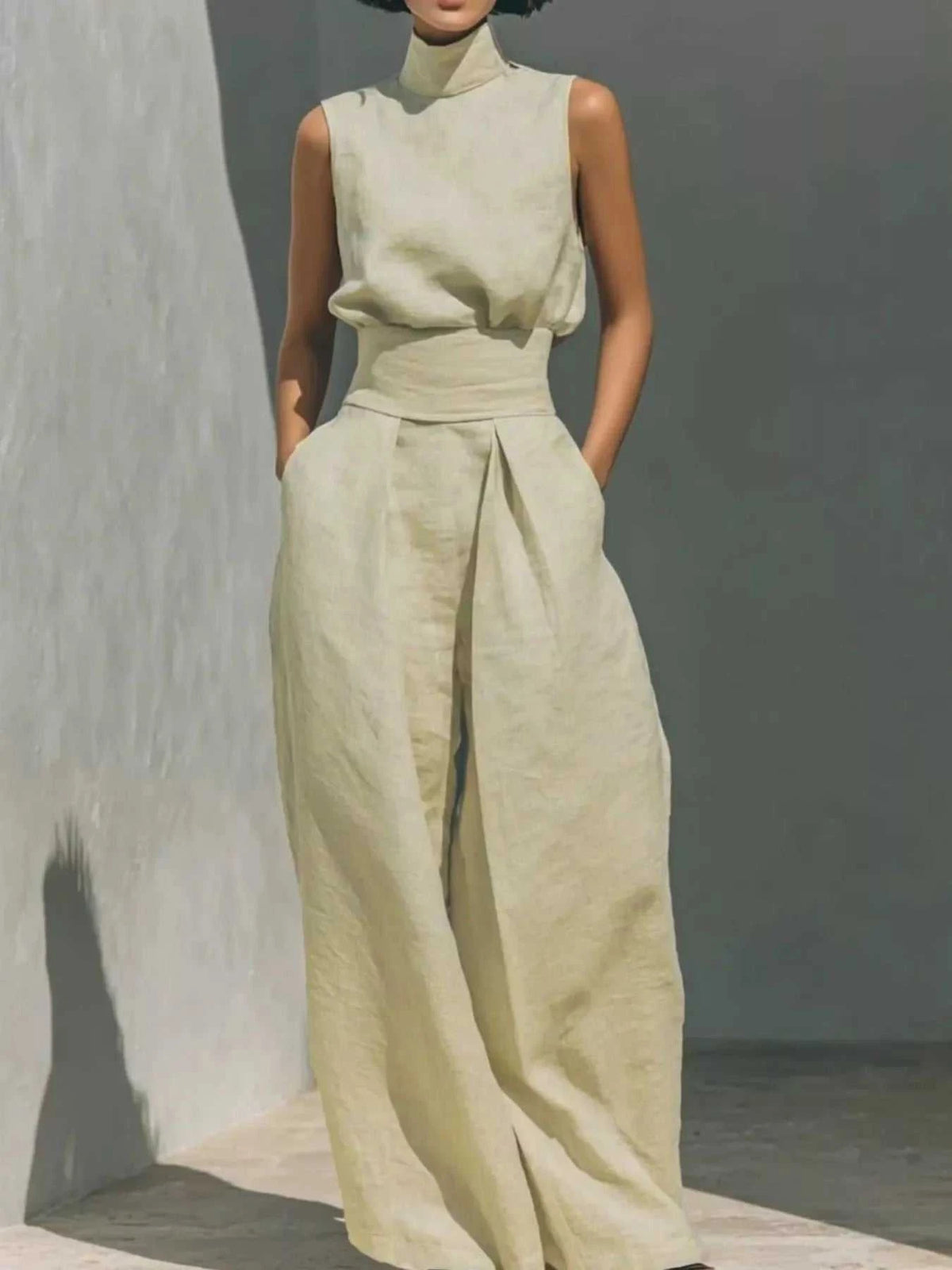 Full Size Turtleneck Sleeveless Top and Wide Leg Pants Set Plus Size 101001144135026 45 Affordable Fashion Under $100 Jerry's Apparel 
