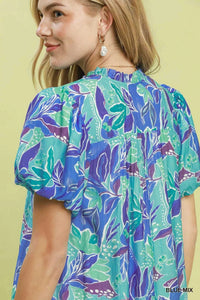 Umgee Tropical Floral Puff Sleeve Tiered Mini Dress 100100673611757 64 Affordable Fashion Under $100 Jerry's Apparel 
