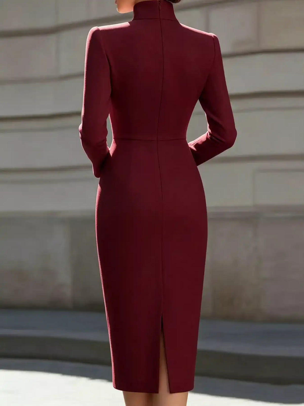 Full Size Stand-Collar Long-Sleeve Midi Dress Plus Size 101001432460062 48 Affordable Fashion Under $100 Jerry's Apparel 