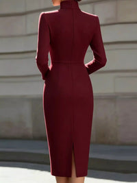Full Size Stand-Collar Long-Sleeve Midi Dress Plus Size 101001432460062 48 Affordable Fashion Under $100 Jerry's Apparel 