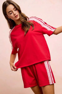 BiBi French Terry Side Lace Detail Short Sleeves Top 100100237661933 42 Affordable Fashion Under $100 Jerry's Apparel 