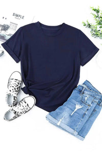 Round Neck Rolled Sleeve T-Shirt 100100679191849 23 Affordable Fashion Under $100 Jerry's Apparel 
