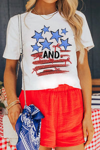 Stars and Stripes Bow Graphic T Shirt