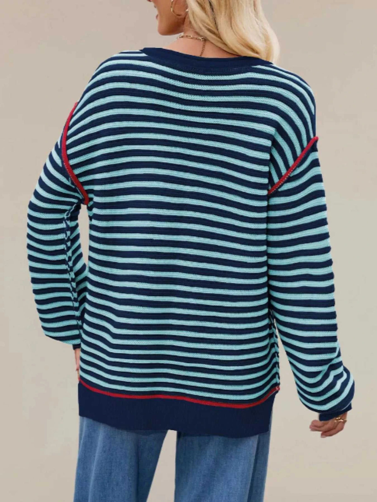 Oversized Striped Dropped Shoulder Sweater 100100026843595 45 Affordable Fashion Under $100 Jerry's Apparel 