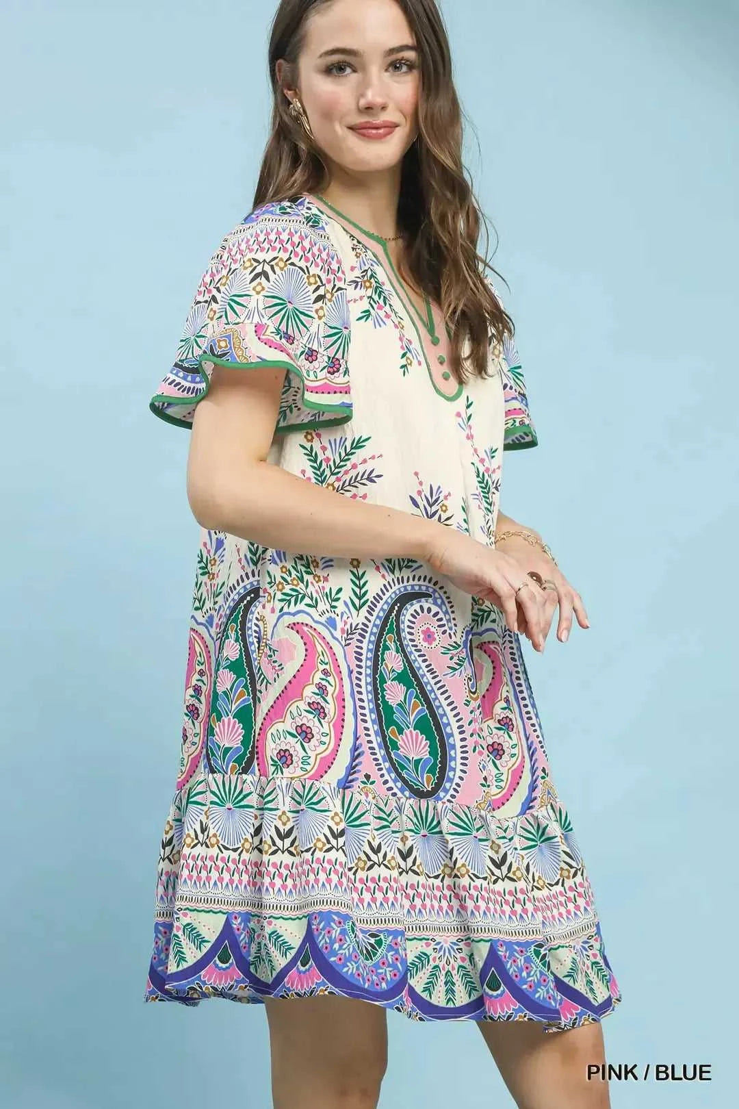 Umgee Paisley Flutter Sleeve Mini Dress 100100066471929 57 Gifts for Her Jerry's Apparel 