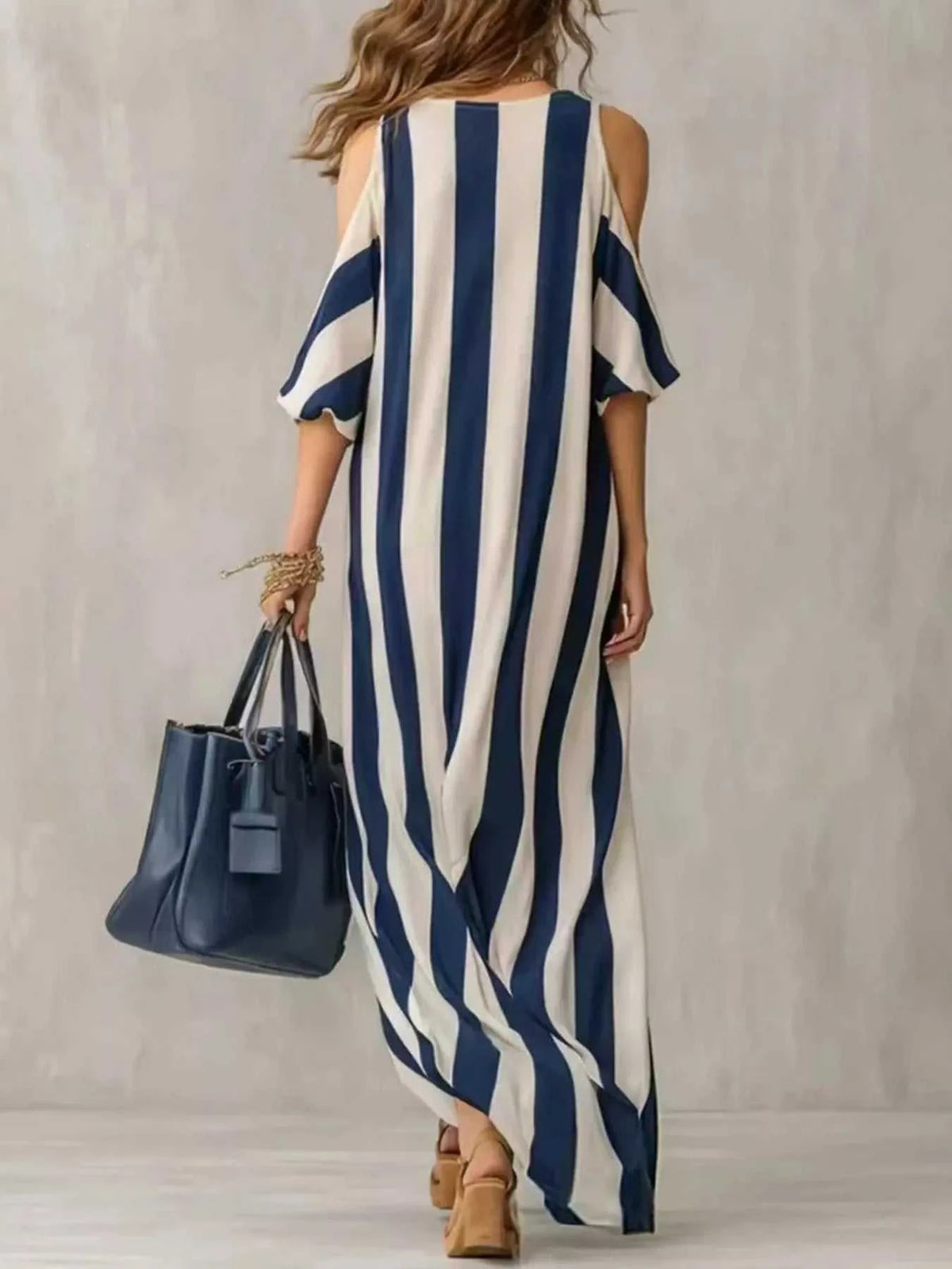 Striped Cold Shoulder Maxi Dress 100100347460143 32 Affordable Fashion Under $100 Jerry's Apparel 