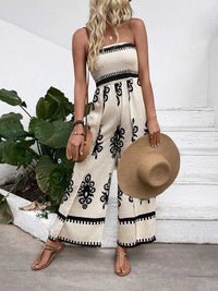 Smocked Printed Wide Leg Jumpsuit 100100237311623 40 Affordable Fashion Under $100 Jerry's Apparel 