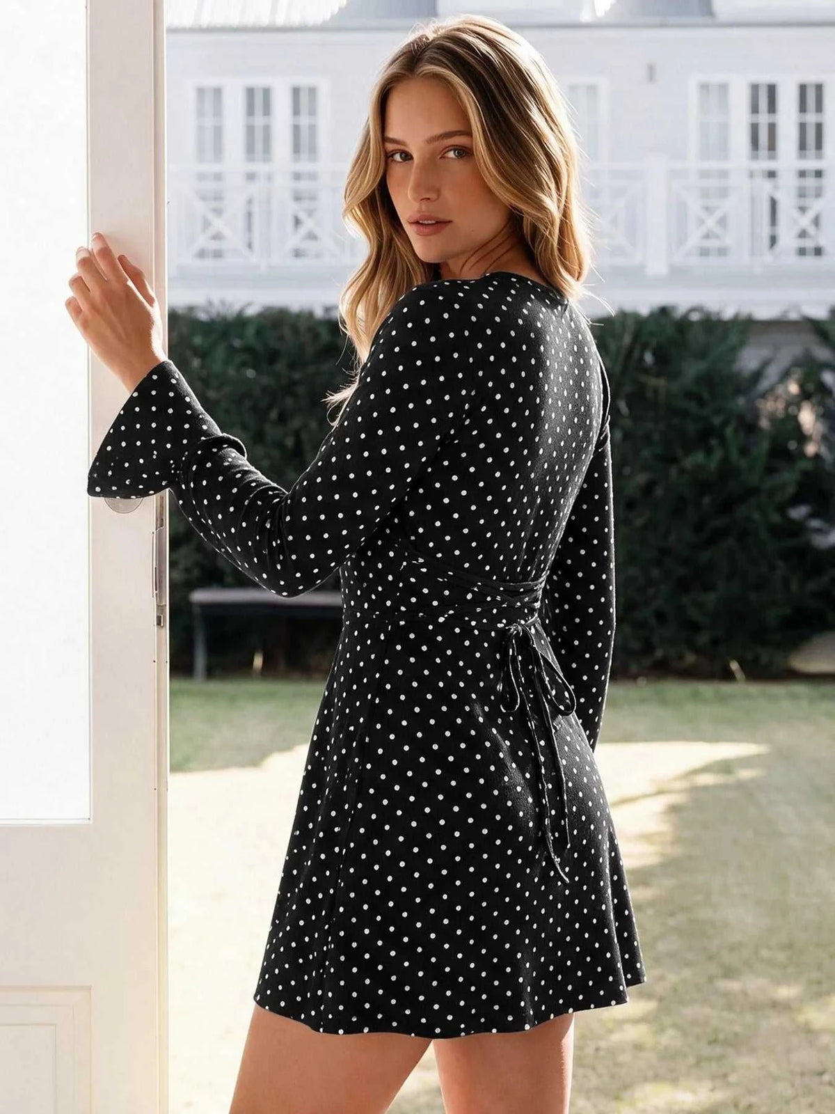 Polka Dot Long Sleeve Ruffle Hem Mini Dress 101001431407704 43 Gifts for Her Jerry's Apparel 