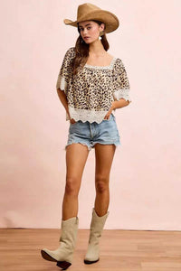 BiBi Leopard Lace Mix And Match Square Neckline Top 100100853941190 47 Affordable Fashion Under $100 Jerry's Apparel 
