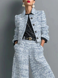 Tweed Cropped Jacket and Wide-Leg Pants Set 101001838048696 65 Affordable Fashion Under $100 Jerry's Apparel 
