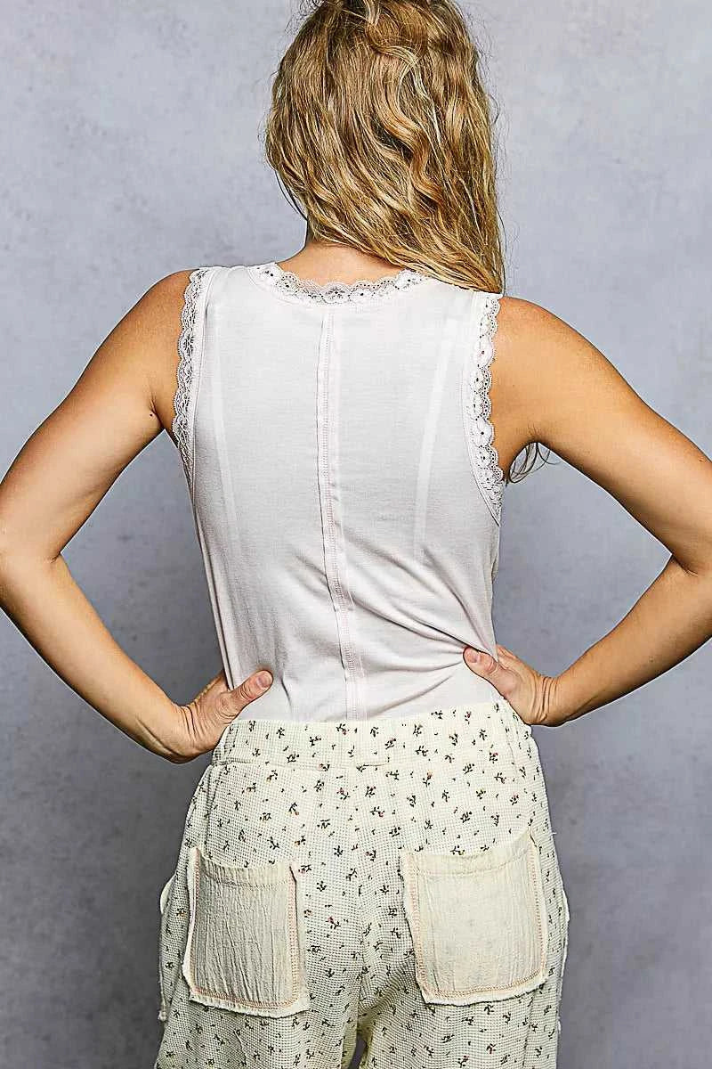 POL Round Neck Cropped Tank with Lace Trim 100100241691116 41 Affordable Fashion Under $100 Jerry's Apparel 