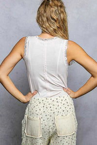 POL Round Neck Cropped Tank with Lace Trim 100100241691116 41 Affordable Fashion Under $100 Jerry's Apparel 