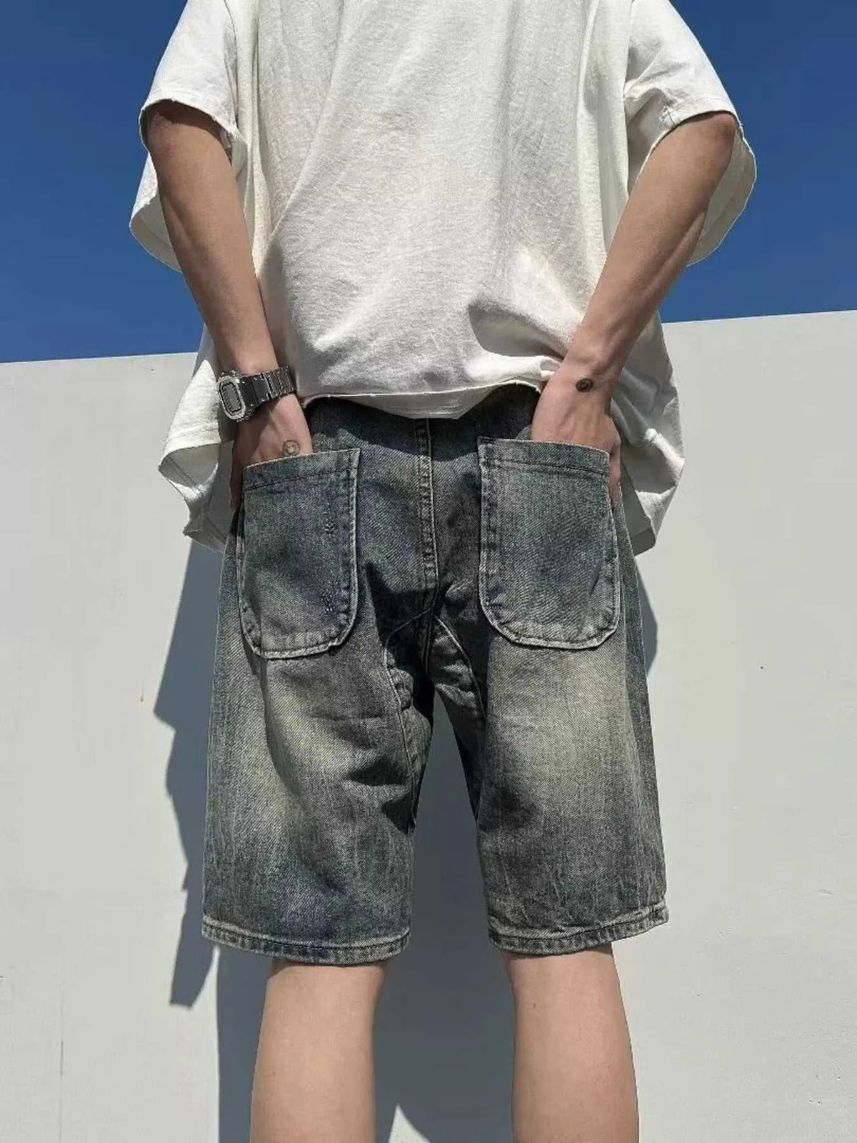 Men's Full Size Distressed Wash Denim Shorts Plus Size 100400677626119 38 Affordable Fashion Under $100 Jerry's Apparel 