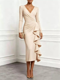 Ruffled Surplice Long Sleeve Dress 101001668949546 49 Gifts for Her Jerry's Apparel 