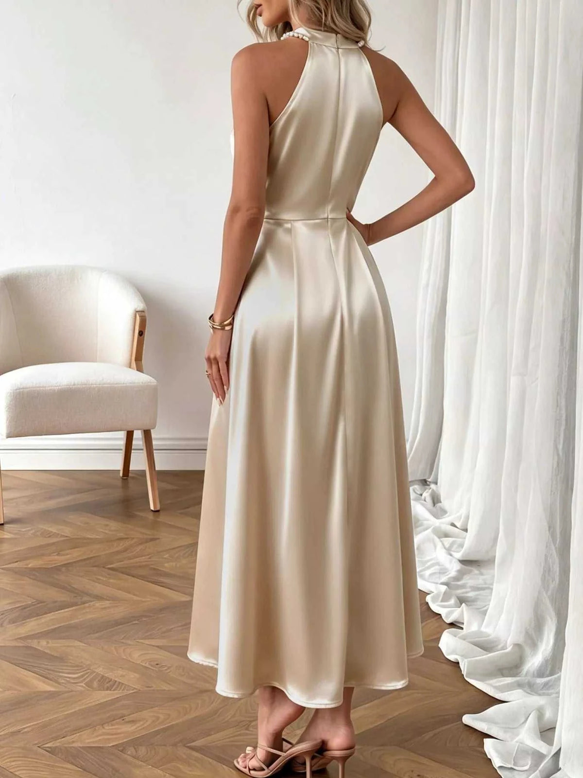 Pearl Halter Satin Midi Dress 100100775646094 37 Affordable Fashion Under $100 Jerry's Apparel 