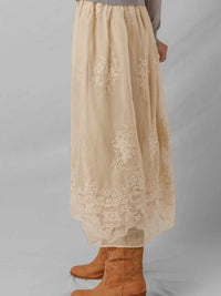 Embroidered Mesh Overlay Flowy Midi Skirt 100100602530081 64 Affordable Fashion Under $100 Jerry's Apparel 