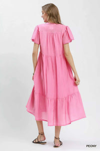 Umgee Textured Tiered Midi Dress with Side Pockets 100100356191455 62 Affordable Fashion Under $100 Jerry's Apparel 