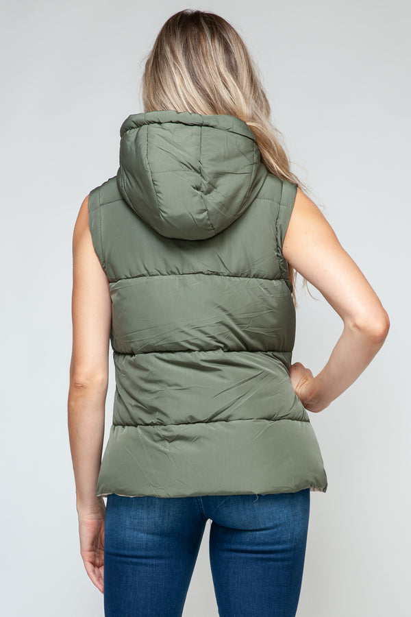 Snobbish Snap and Zip Closure Hooded Vest