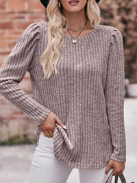 Ribbed Knit Puff Sleeve T-Shirt 100100962471478 28 Affordable Fashion Under $100 Jerry's Apparel 