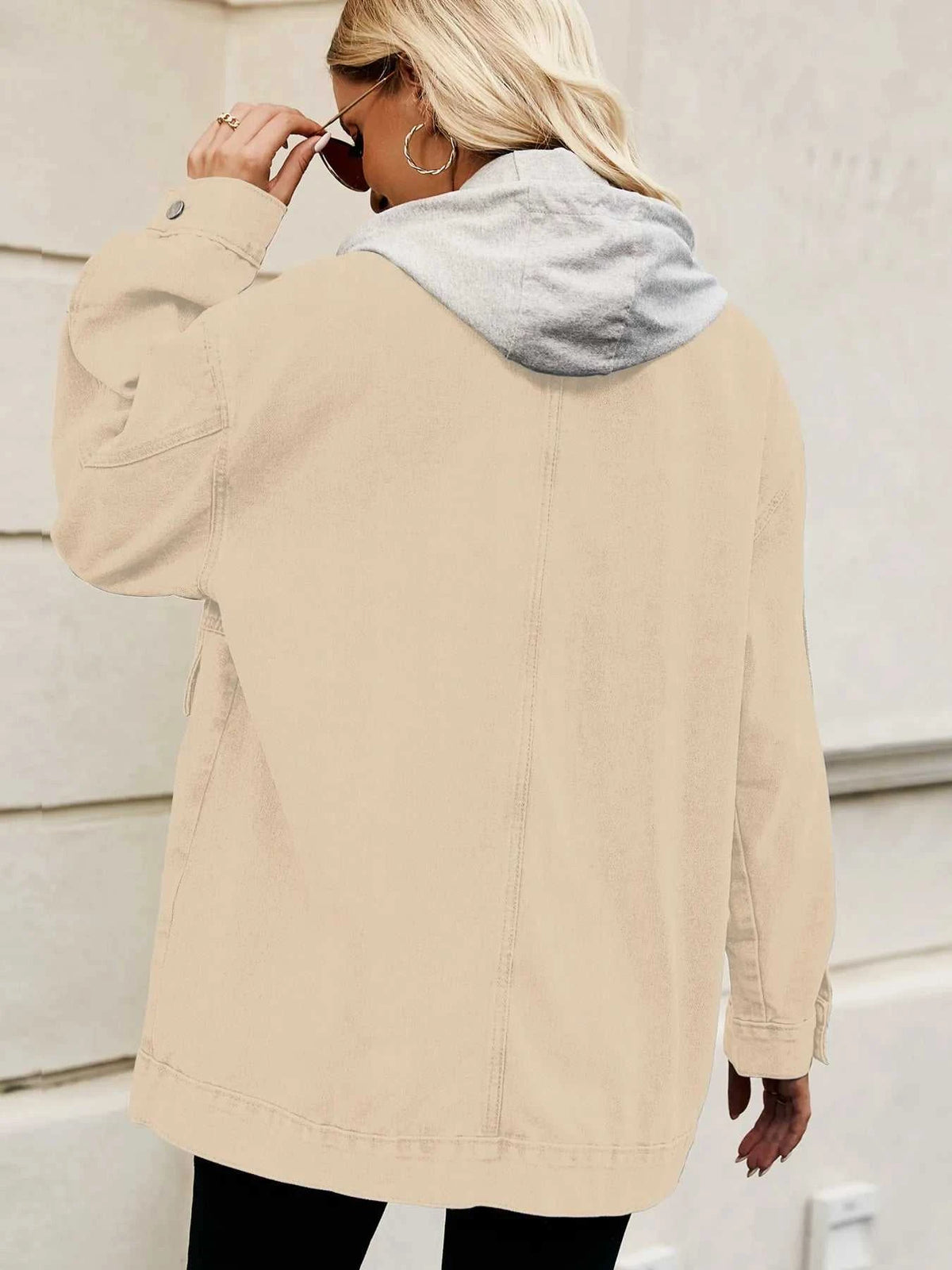 Oversized Button Up Denim Jacket with Hood 100100876233269 72 Affordable Fashion Under $100 Jerry's Apparel 