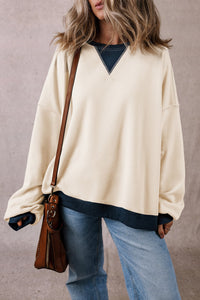 Contrast Round Neck Long Sleeve Sweatshirt