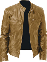 Men's Full Size Leather Biker Jacket with Zipper Pockets Plus Size 100400980565506 68 Affordable Fashion Under $100 Jerry's Apparel 