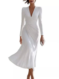 Full Size Ruched Long Sleeve Midi Dress Plus Size 101001442076109 52 Gifts for Her Jerry's Apparel 