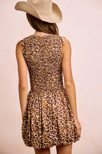 BiBi Leopard Bow Tie Attachable Puff Sleeves Dress 100100826881615 62 Affordable Fashion Under $100 Jerry's Apparel 